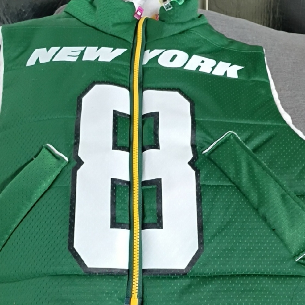 Kids Green Puffer Jacket with New York Design